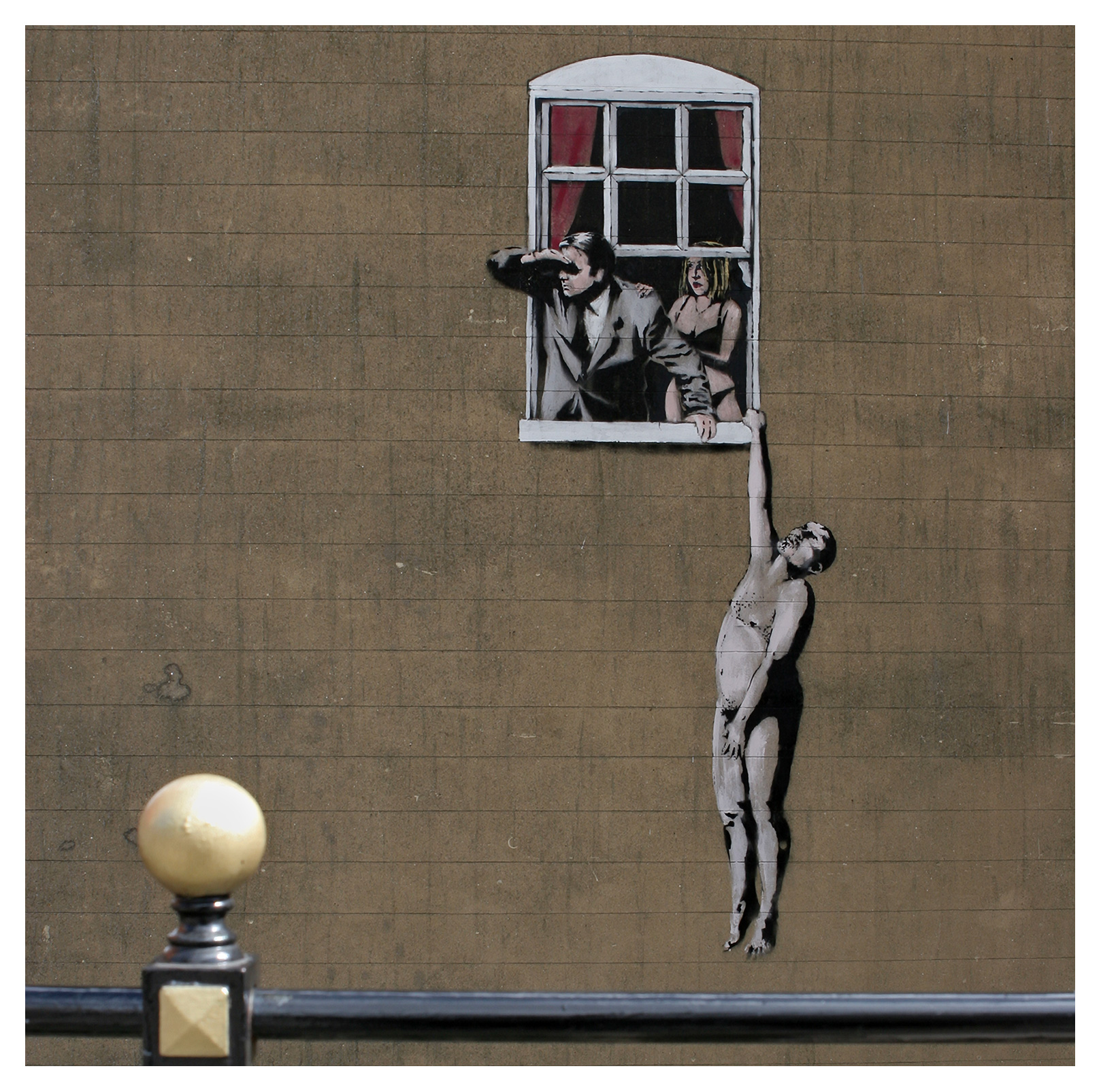 Street photography: The Lover by grafitti artist Banksy, Bristol, England
