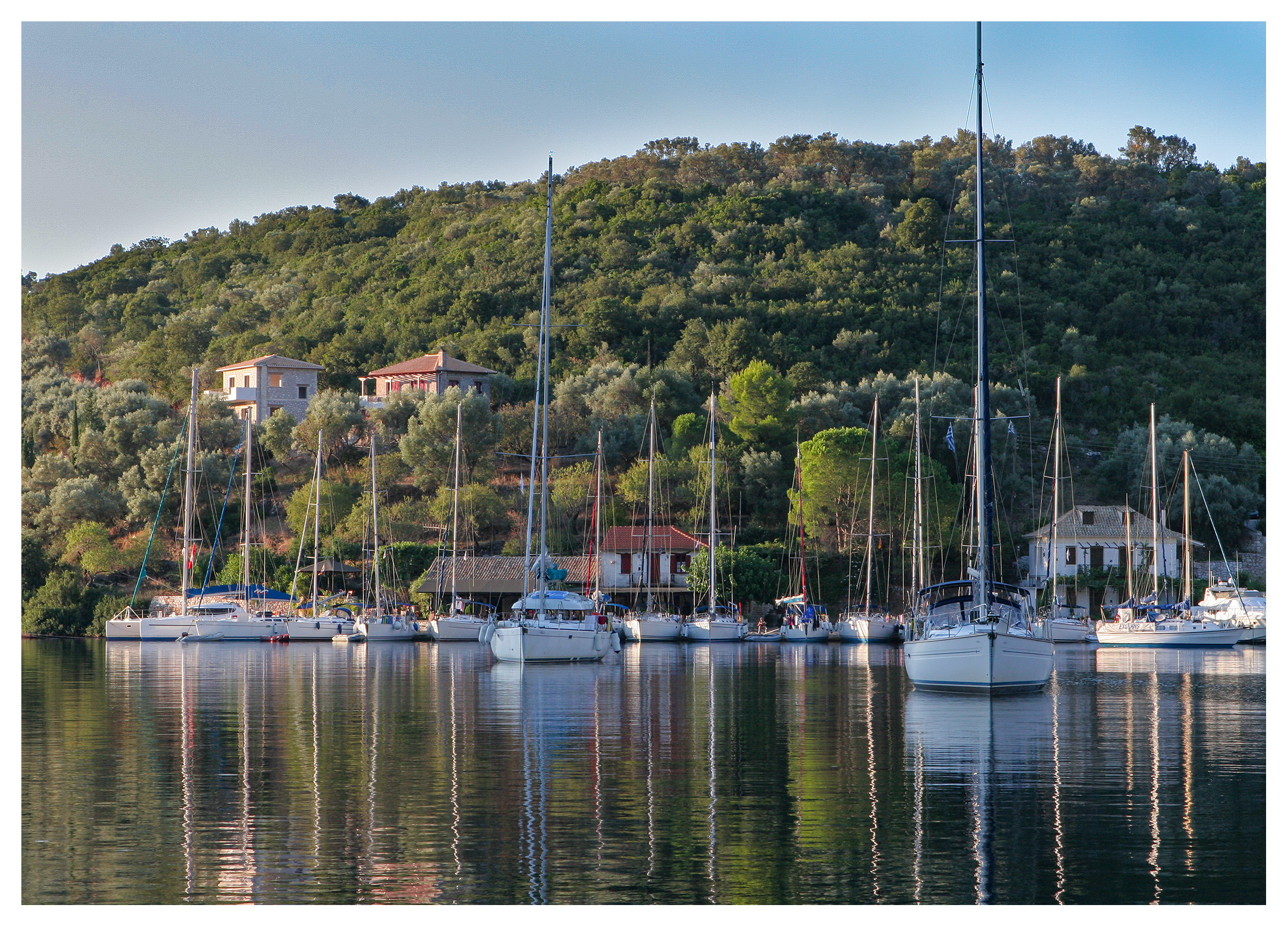 Yachts moored in Fiskardo bay, Kefalonia, Greece
